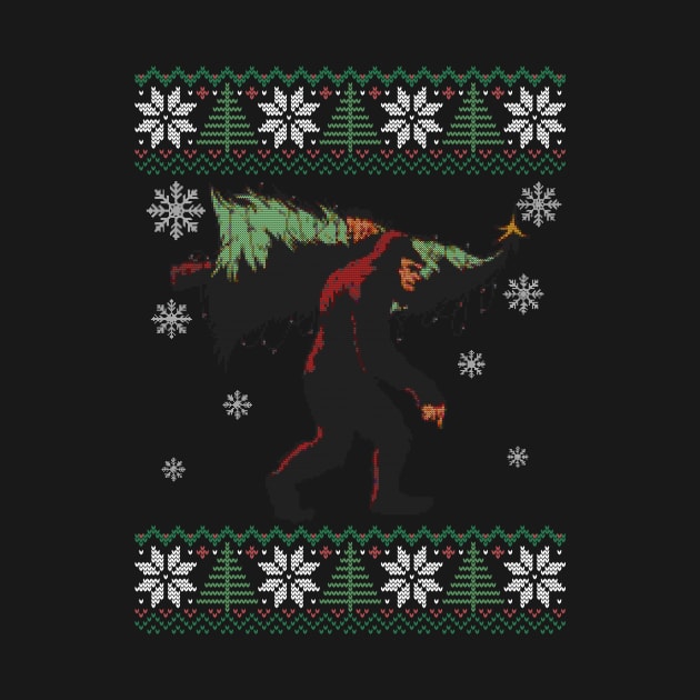 Bigfoot Ugly Christmas Design Sasquatch Xmas by UNDERGROUNDROOTS