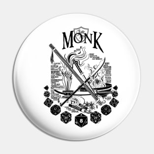 RPG Class Series: Monk - Black Version Pin