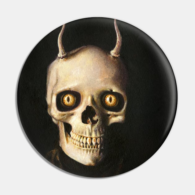 Gothic Horned Devil Skull Pin by mictomart