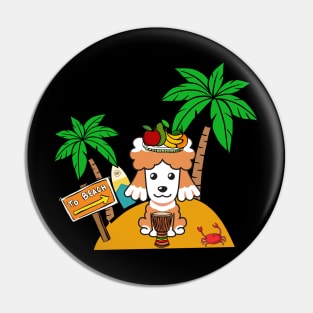 Funny poodle is on a deserted island Pin