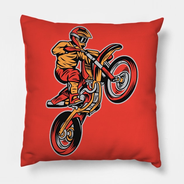 Dirt Bike Popping a Wheelie Pillow by SLAG_Creative