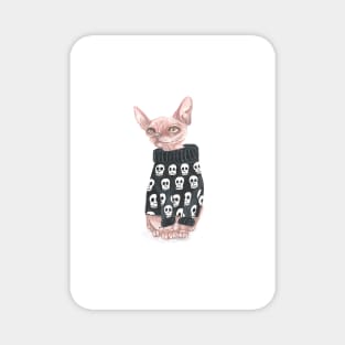 Sphynx Cat and skull jumper Magnet