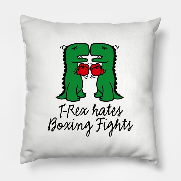 Funny T-Rex hates boxing fights boxing match dino Pillow by LaundryFactory