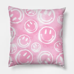 Pink Tie-Dye Smileys Pillow