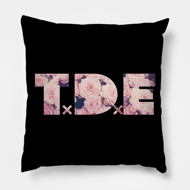 TDE Pink Flowers Logo Pillow by mumfro