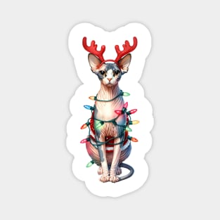 Christmas Red Nose Sphynx Cat Magnet