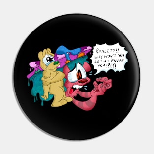 Cartoon Bear's Big Question Pin