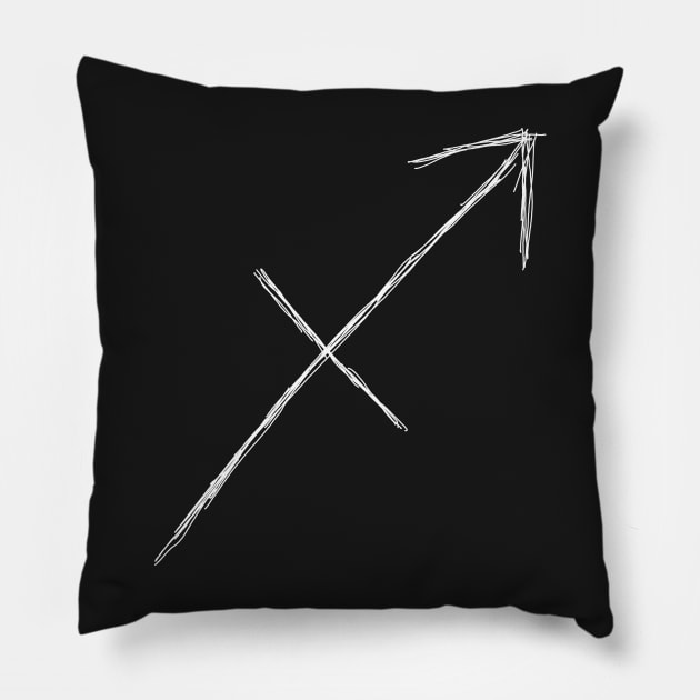 Dark and Gritty Sagittarius Zodiac Sign (white) Pillow by MacSquiddles