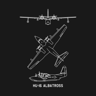 HU-16 Albatross American Amphibious Seaplane Blueprints Diagrams T-Shirt