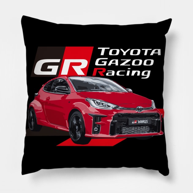 TOYOTA GR YARIS - gazoo racing Scarlet Flare Pillow by cowtown_cowboy