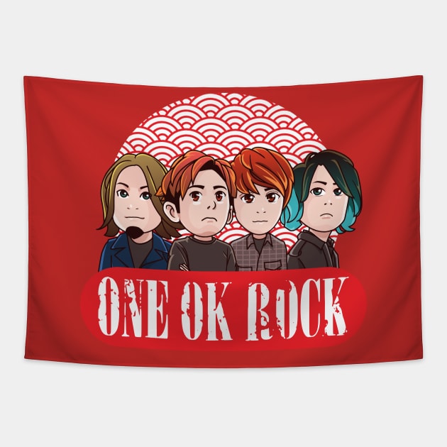 One Ok Rock Chibi Personil Tapestry by obiyshinichiart