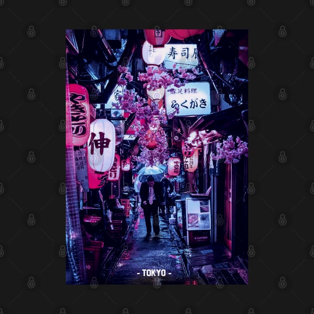 Tokyo Street Neon Synthwave by JeffDesign