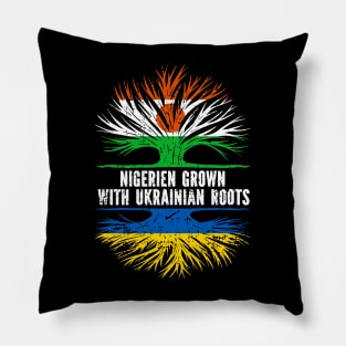 Nigerien Grown with Ukrainian Roots Flag Pillow