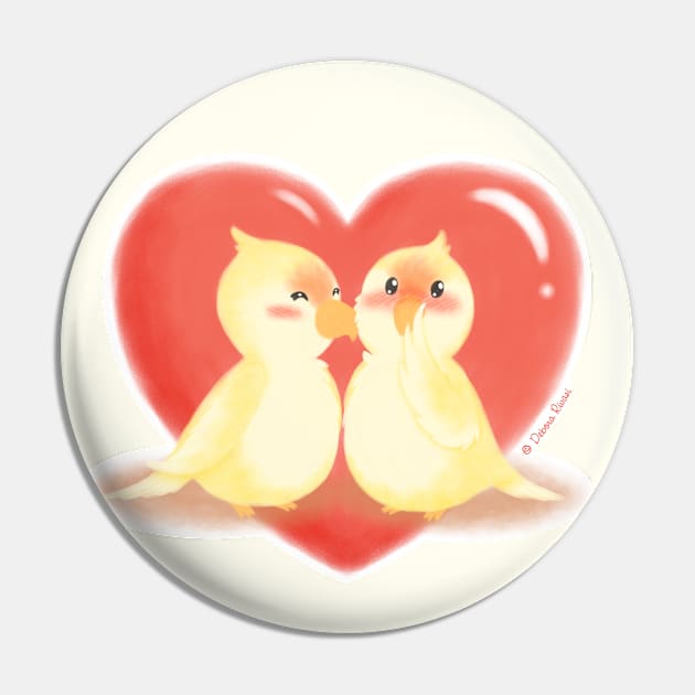 Lovebirds kiss Pin by SilveryDreams