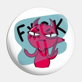 Red Devil middle finger "F*ck" Pin