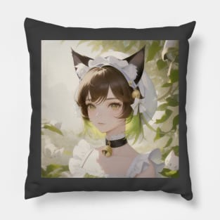 Cat Girl Funny Kawaii Essntial Pillow