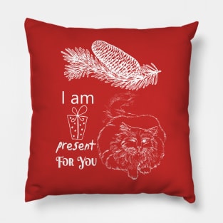 Christmas Funny Gift with Cat Illustration Pillow