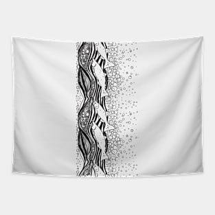 Salmon running in black and white Tapestry