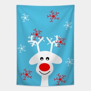 WHITE Christmas Reindeer Tapestry