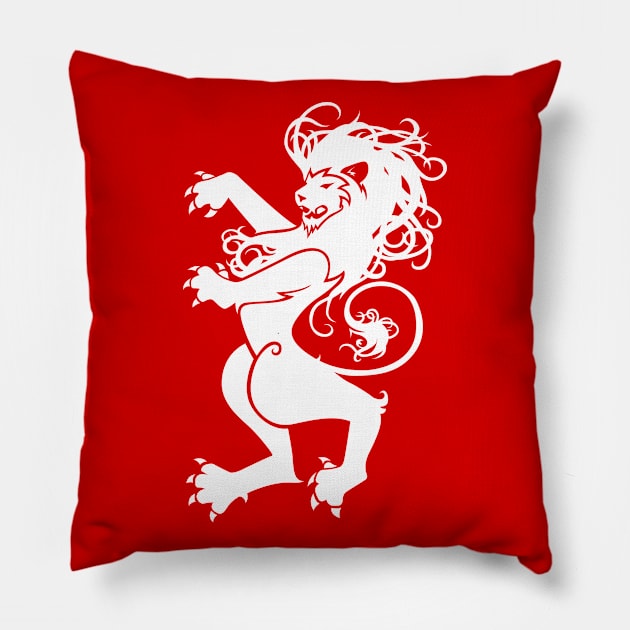 Rampant Lion in White Pillow by graphicfire
