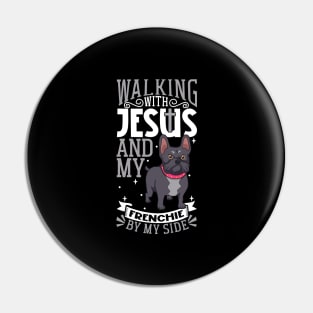 Jesus and dog - French Bulldog Pin