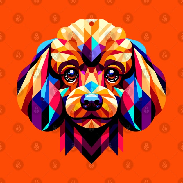 Colorful Toy Poodle Portrait: Geometric Canine Art by AmandaOlsenDesigns