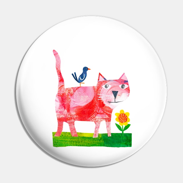 Pink Cat Pin by Tracey English