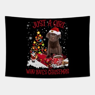 Chocolate Labrador Just A Girl Who Loves Christmas Tapestry