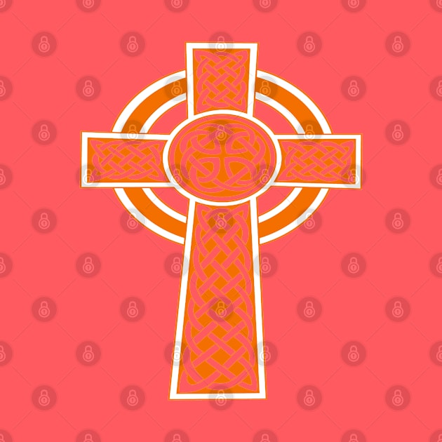 St Patrick's Day Celtic Cross Orange and White by taiche