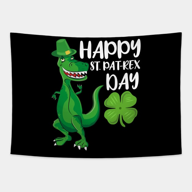 Cute Dinosaur Happy St. PaT- Rex Day Irish Shamrocks Celebration Tapestry by dconciente