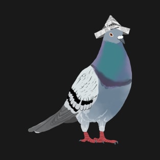 Pigeon with Newspaper Hat T-Shirt