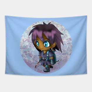 kawaii manga style elf archer in purple for dnd and fantasy fans Tapestry