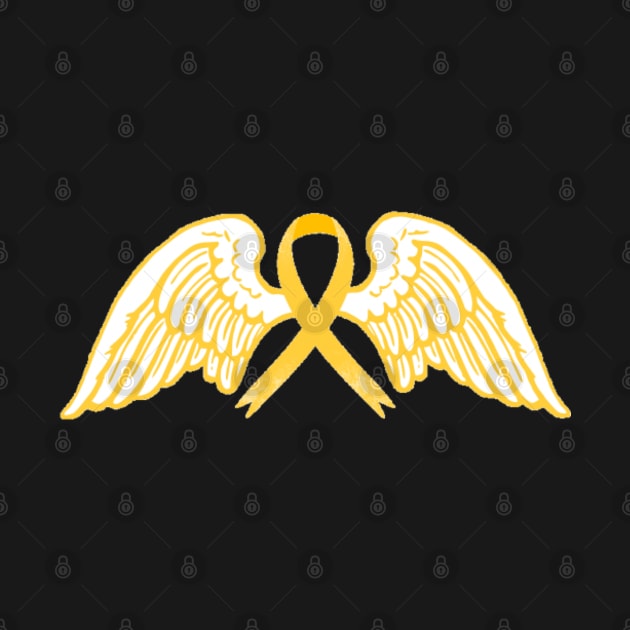 Yellow Awareness Ribbon with Angel Wings 2 by CaitlynConnor