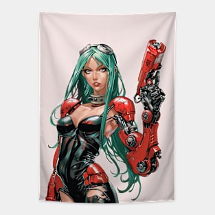 Cyberpunk woman Tapestry