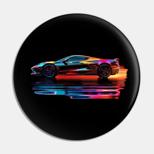 C8 Corvette Supercar Racecar Reflection Prism Art Sportscar Muscle Car Corvette C8 Pin