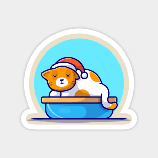 Cute Cat Sleeping Cartoon Vector Icon Illustration Magnet