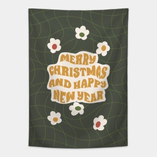 Groovy Merry Christmas Happy New Year Tapestry