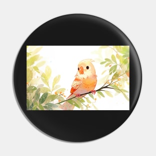 Whimsical and Cute Watercolor Bird Pin