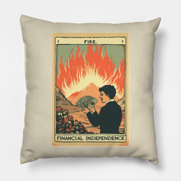 Tarot Cards for Millennials: FIRE (financial independence, retire early) Pillow by VEKULI