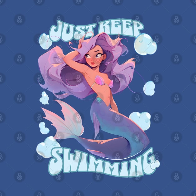 Just keep swimming cute purple hair mermaid by snipcute