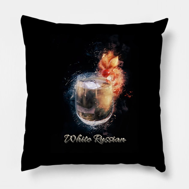 White Russian Cocktail Drink Happy Hour Party Pillow by Boehm Graphics