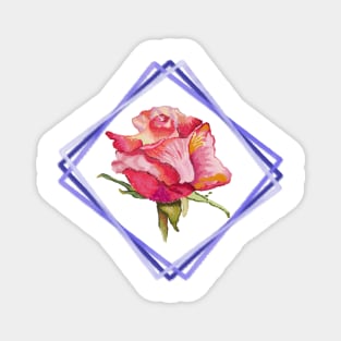 Digital Watercolor Rose Design Magnet