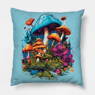 Cottagecore Aesthetic Mushrooms And flowers Pillow