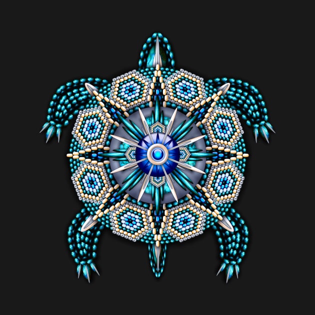 Blue Native American Style Turtle by NaumaddicArts