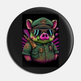 Psychedelic Army Pig Pin