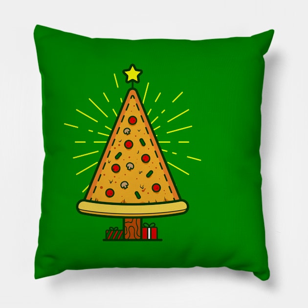 pizza ugly christmas tree Pillow by gossiprag