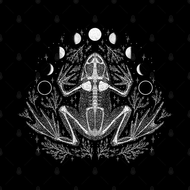 Frog skeleton with moon phases by Mystic Heart