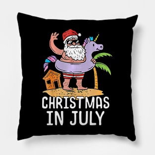 Christmas In July Santa Unicorn Floater Funny Summer Gift Pillow