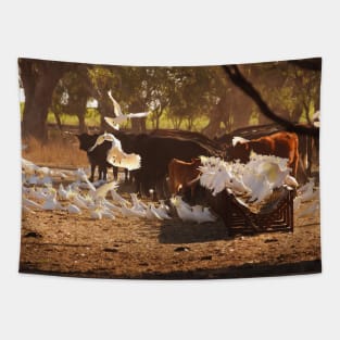 Cows & Cockatoos on an Australian Farm Tapestry