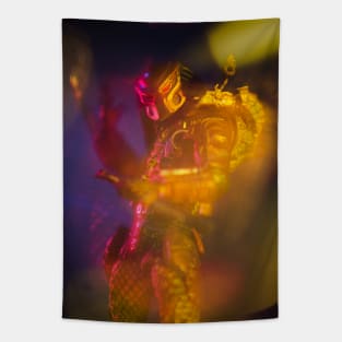 Golden Predator Pose Tapestry